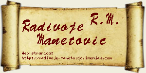Radivoje Manetović vizit kartica
